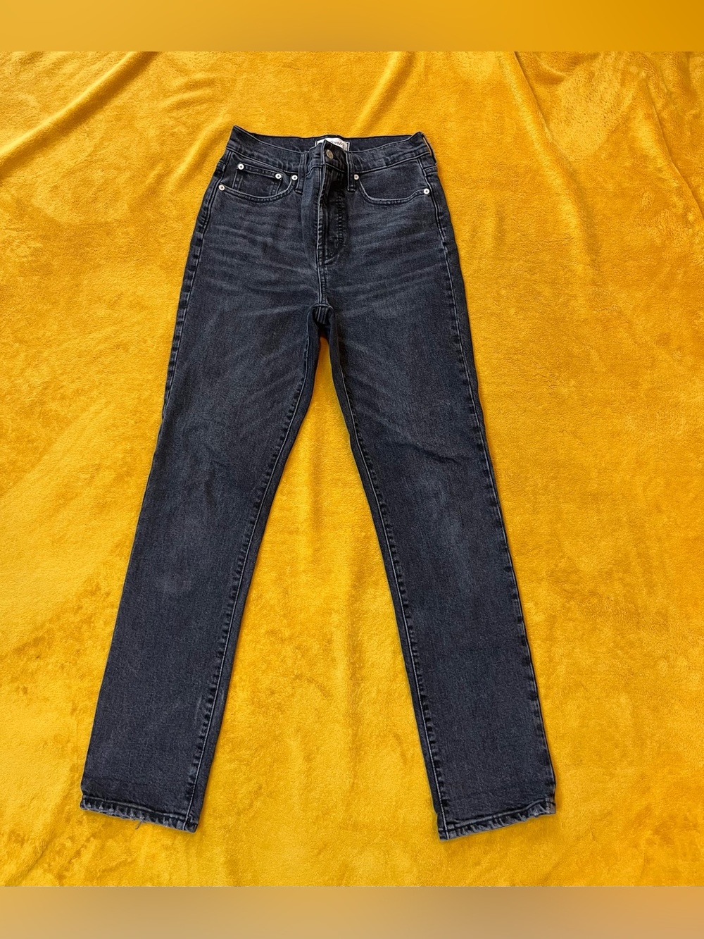 Madewell Straight Leg Jeans — Washed Black Denim